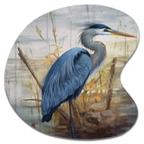 Blue Heron By The Watersite Watercolor I - Asymmetric Metal Wall Art