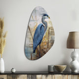 Blue Heron By The Watersite Watercolor I - Asymmetric Metal Wall Art