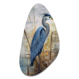 Blue Heron By The Watersite Watercolor I - Asymmetric Metal Wall Art