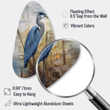 Blue Heron By The Watersite Watercolor I - Asymmetric Metal Wall Art