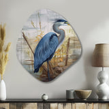 Blue Heron By The Watersite Watercolor I - Asymmetric Metal Wall Art