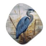 Blue Heron By The Watersite Watercolor I - Asymmetric Metal Wall Art