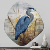 Blue Heron By The Watersite Watercolor I - Asymmetric Metal Wall Art