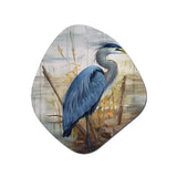 Blue Heron By The Watersite Watercolor I - Asymmetric Metal Wall Art