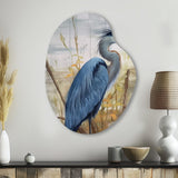 Blue Heron By The Watersite Watercolor I - Asymmetric Metal Wall Art