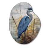 Blue Heron By The Watersite Watercolor I - Asymmetric Metal Wall Art