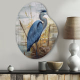 Blue Heron By The Watersite Watercolor I - Asymmetric Metal Wall Art