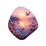 Pink Butterfly Magical Sunset - Asymmetric Metal Wall Art