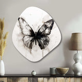 Butterfly Portrait Black And White Watercolor I - Asymmetric Metal Wall Art