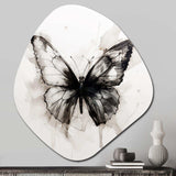 Butterfly Portrait Black And White Watercolor I - Asymmetric Metal Wall Art