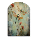 Vintage Painting Of Dragonfly Flying - Asymmetric Metal Wall Art