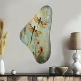 Vintage Painting Of Dragonfly Flying - Asymmetric Metal Wall Art