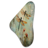 Vintage Painting Of Dragonfly Flying - Asymmetric Metal Wall Art