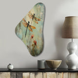 Vintage Painting Of Dragonfly Flying - Asymmetric Metal Wall Art