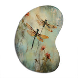 Vintage Painting Of Dragonfly Flying - Asymmetric Metal Wall Art