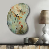 Vintage Painting Of Dragonfly Flying - Asymmetric Metal Wall Art