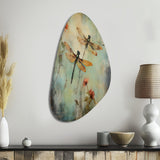 Vintage Painting Of Dragonfly Flying - Asymmetric Metal Wall Art