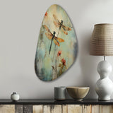 Vintage Painting Of Dragonfly Flying - Asymmetric Metal Wall Art