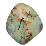 Vintage Painting Of Dragonfly Flying - Asymmetric Metal Wall Art