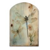 Vintage Painting Of Dragonfly Flying I - Asymmetric Metal Wall Art