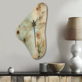 Vintage Painting Of Dragonfly Flying I - Asymmetric Metal Wall Art