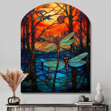 Majestic Dragonfly In Enchanted Forest I - Asymmetric Metal Wall Art