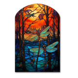 Majestic Dragonfly In Enchanted Forest I - Asymmetric Metal Wall Art