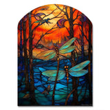 Majestic Dragonfly In Enchanted Forest I - Asymmetric Metal Wall Art