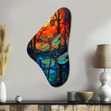 Majestic Dragonfly In Enchanted Forest I - Asymmetric Metal Wall Art