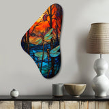 Majestic Dragonfly In Enchanted Forest I - Asymmetric Metal Wall Art