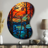 Majestic Dragonfly In Enchanted Forest I - Asymmetric Metal Wall Art