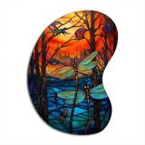 Majestic Dragonfly In Enchanted Forest I - Asymmetric Metal Wall Art