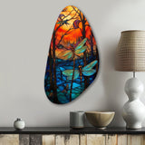 Majestic Dragonfly In Enchanted Forest I - Asymmetric Metal Wall Art