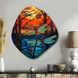 Majestic Dragonfly In Enchanted Forest I - Asymmetric Metal Wall Art