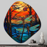 Majestic Dragonfly In Enchanted Forest I - Asymmetric Metal Wall Art