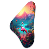 Pink Flamingo In Tropical Landscape - Asymmetric Metal Wall Art