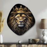 Majestic Lion King With Golden Crown I - Asymmetric Metal Wall Art