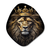 Majestic Lion King With Golden Crown I - Asymmetric Metal Wall Art