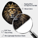 Majestic Lion King With Golden Crown I - Asymmetric Metal Wall Art