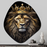 Majestic Lion King With Golden Crown I - Asymmetric Metal Wall Art