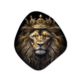 Majestic Lion King With Golden Crown I - Asymmetric Metal Wall Art