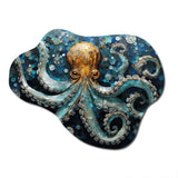 Portrait Of Blue Mystical Octopus Painting - Asymmetric Metal Wall Art