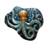 Portrait Of Blue Mystical Octopus Painting - Asymmetric Metal Wall Art