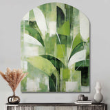 Abstract Green Plants Minimalism Retro Collage - Asymmetric Metal Wall Art