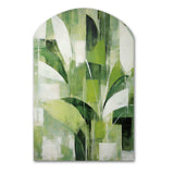 Abstract Green Plants Minimalism Retro Collage - Asymmetric Metal Wall Art