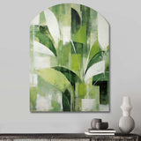 Abstract Green Plants Minimalism Retro Collage - Asymmetric Metal Wall Art