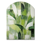 Abstract Green Plants Minimalism Retro Collage - Asymmetric Metal Wall Art