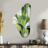 Abstract Green Plants Minimalism Retro Collage - Asymmetric Metal Wall Art