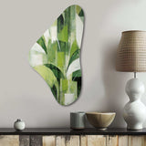 Abstract Green Plants Minimalism Retro Collage - Asymmetric Metal Wall Art