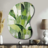 Abstract Green Plants Minimalism Retro Collage - Asymmetric Metal Wall Art